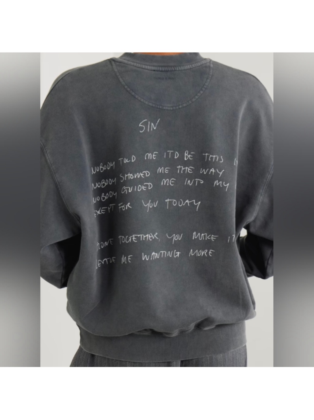 Anine Bing Jaci Crewneck Sin Lyrics Sweatshirt L In Washed Black Quiet Luxury